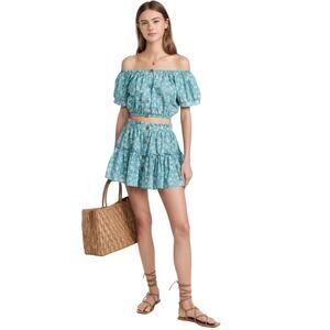 2Pc Set EBERJEY Harper & Nellie Floral Crop Top Skirt Tropical Toucan